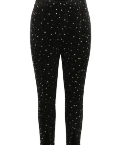Star Glitter Split Hem High Rise Skinny Leggings -Clothing Shop 700355841 yx