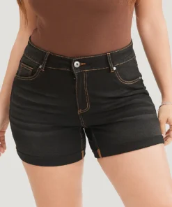 High Rise Black Wash Roll Hem Denim Shorts 13 High Rise Black Wash Roll Hem Denim Shorts -Clothing Shop 700778803 kd 524957c6 a7b4 4e73 9548 5d7125d37504