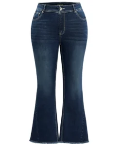 High Rise Flare Jeans With Frayed Hem -Clothing Shop 700995414 cn