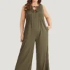 Plain Knot Neck Pocket Plicated Detail Tank Jumpsuit 1 Plain Knot Neck Pocket Plicated Detail Tank Jumpsuit -Clothing Shop 701012241 jv