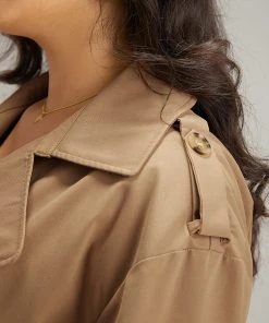 Solid Lapel Collar Drawstring Button Detail Coat 21 Solid Lapel Collar Drawstring Button Detail Coat -Clothing Shop 701828808 dt