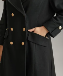 Lapel Collar Zipper Double Breasted Coat -Clothing Shop 702282283 at