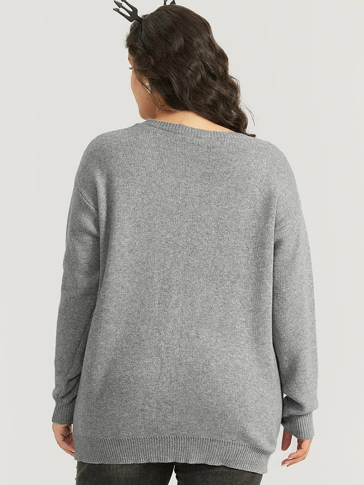 Halloween Supersoft Essentials Skull Print Striped Round Neck Pullover 4 Halloween Supersoft Essentials Skull Print Striped Round Neck Pullover - Image 2