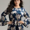 Velvet Floral Tiered Flounce Sleeve T-shirt
