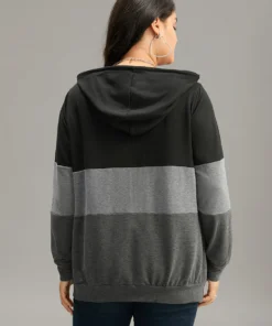 Colorblock Contrast Drawstring Zipper Hooded Sweatshirt -Clothing Shop 703500114 hu e01b14cf 07ff 4815 aa2e 0b97e1d791f9