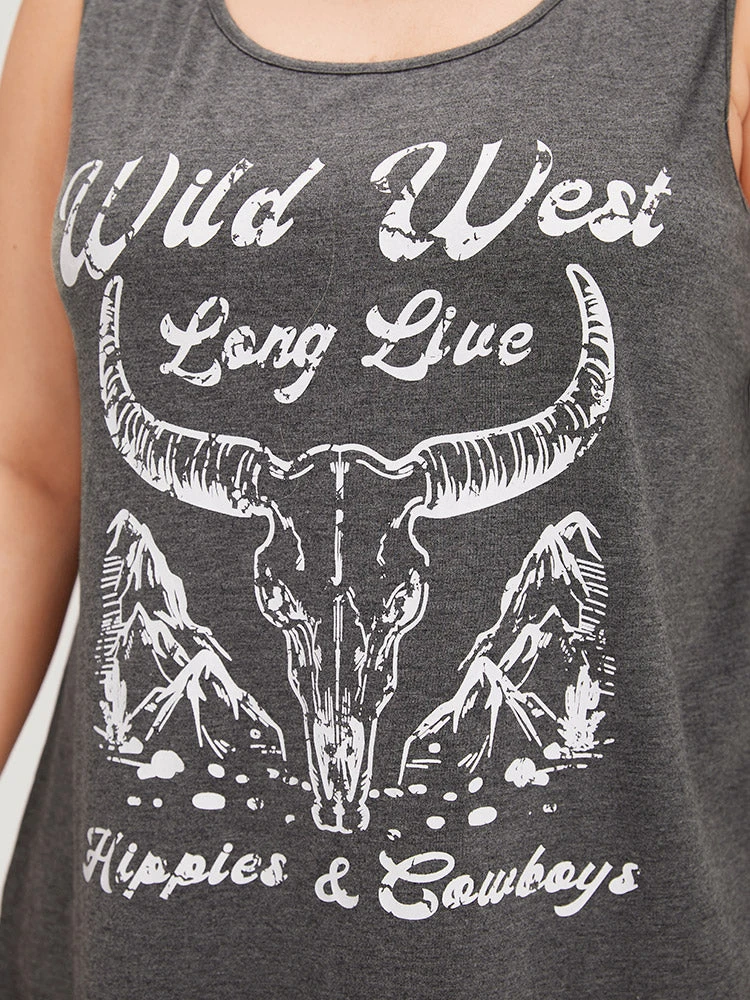 Western Country Graphic Crew Neck Tank Top 9 Western Country Graphic Crew Neck Tank Top - Image 7