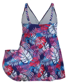 Tropical Print Knotted Front Swim Dress -Clothing Shop 704663572 qd