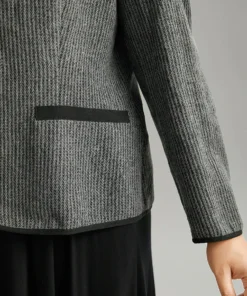 Solid Textured Patchwork Zipper Pocket Blazer 14 Solid Textured Patchwork Zipper Pocket Blazer -Clothing Shop 705366328 lf