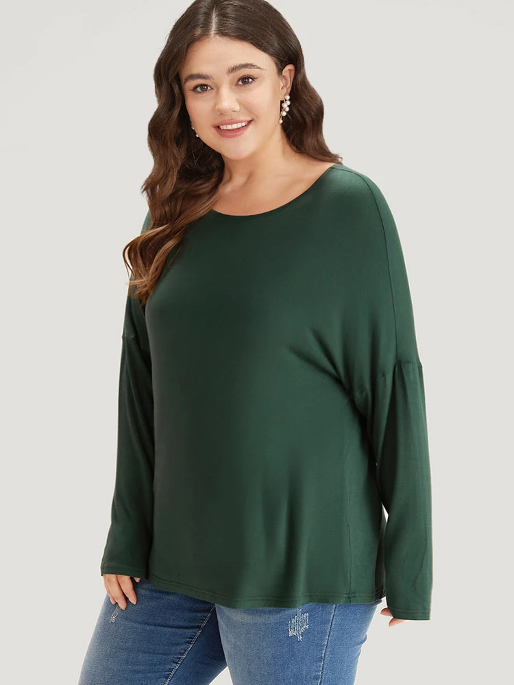 Supersoft Essentials Plain Batwing Sleeve Crew Neck T-shirt 7 Supersoft Essentials Plain Batwing Sleeve Crew Neck T-shirt - Image 5