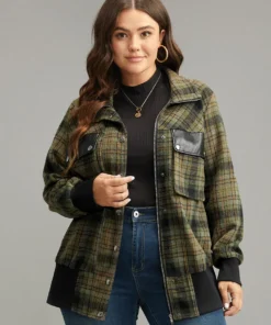 Plaid Flap Pocket Zipper Fly Jacket -Clothing Shop 707267040 gl