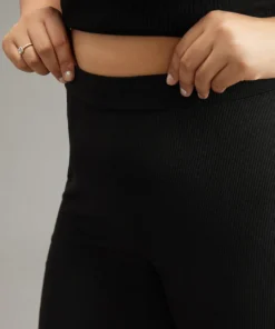 Plain Rib Knit Flare Leg Legging 27 Plain Rib Knit Flare Leg Legging -Clothing Shop 708080611 kr