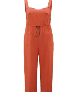 Plain Button Up Pocket Roll Hem Drawstring Jumpsuit -Clothing Shop 708876606 hh 17ac9f9a 71aa 43a6 beb1 5e610842a3fb