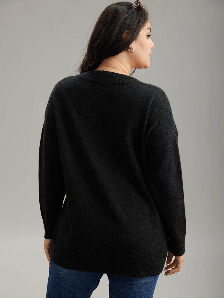 Anti-Pilling Rhinestone Drop Shoulder Pullover 4 Anti-Pilling Rhinestone Drop Shoulder Pullover - Image 2