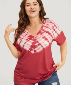 Tie Dye Short Sleeve V Neck T-shirt