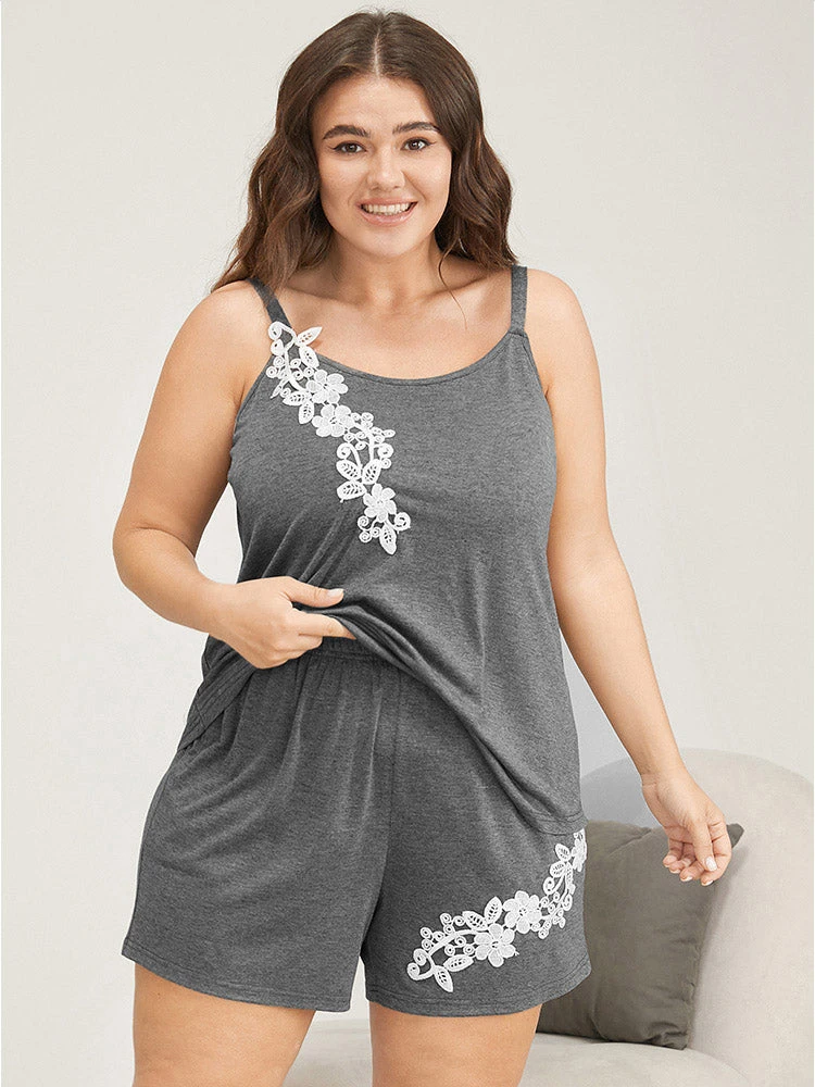 Solid Guipure Lace Sleep Cami Top 4 Solid Guipure Lace Sleep Cami Top - Image 2