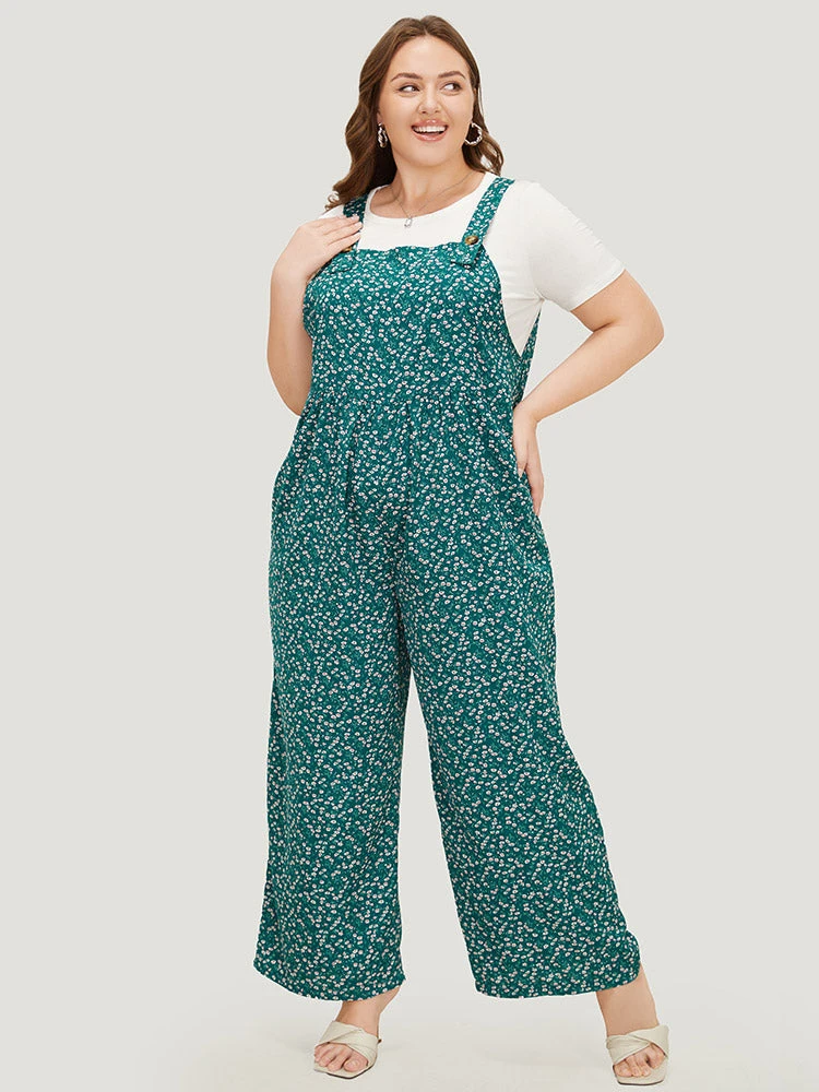 Ditsy Floral Plicated Detail Pocket Overall Jumpsuit 7 Ditsy Floral Plicated Detail Pocket Overall Jumpsuit - Image 5