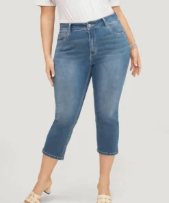 Skinny Very Stretchy High Rise Medium Wash Cropped Jeans -Clothing Shop 711443206 cq