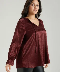 Solid Knot Neck Frill Trim Flutter Sleeve Blouse 13 Solid Knot Neck Frill Trim Flutter Sleeve Blouse -Clothing Shop 713579504 ey