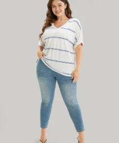 Striped Contrast Dolman Sleeve T-shirt -Clothing Shop 714478348 tj 0f81f38b 3833 4e87 b54a 14cad0dc1236