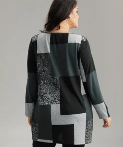 Colorblock Contrast Round Neck T-shirt -Clothing Shop 715392296 mo