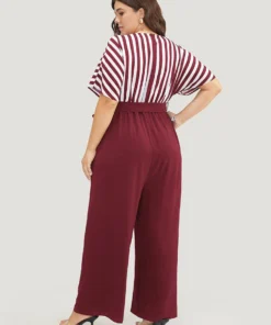 Striped Patchwork Pocket Batwing Sleeve Belted Wrap Jumpsuit 39 Striped Patchwork Pocket Batwing Sleeve Belted Wrap Jumpsuit -Clothing Shop 71715566 vz 3820f7d5 680c 4053 b6c5 88ecec82e2d9