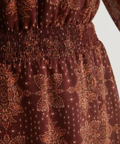 Bandana Print Elastic Waist Flutter Trim Dress -Clothing Shop 717511842 yc