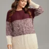 Cable Knit Heather Colorblock Patchwork Pullover -Clothing Shop 71806435 ui