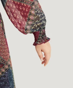 Bandana Print Shirred Flutter Hem Dress 20 Bandana Print Shirred Flutter Hem Dress -Clothing Shop 718250137 cg