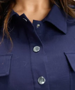 Solid Metal Detail Pocket Drawstring Coat -Clothing Shop 71828675 vp