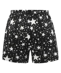Star Printed Pocket Elastic Waist Sleep Shorts -Clothing Shop 718298638 tm