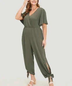 Plain Pocket Wrap Cut Out Knotted Hem Jumpsuit -Clothing Shop 719718013 tl ed8c957c 5773 4c63 b58f 2000597eb14f