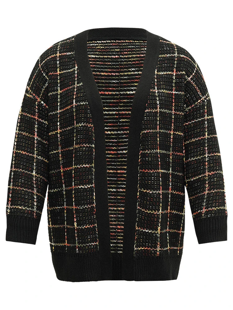 Heather Plaid Elastic Cuffs Cardigan 9 Heather Plaid Elastic Cuffs Cardigan - Image 7