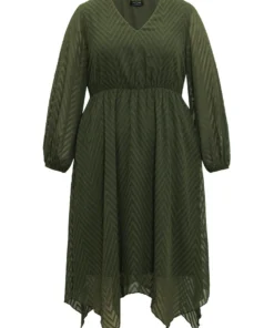 Plain Textured V Neck Hanky Hem Dress -Clothing Shop 721763137 bx e6ba10ce 9ce9 4bcd 931a 23bc8f9cb908