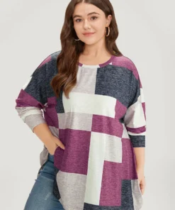 Colorblock Contrast Round Neck Dolman Sleeve T-shirt -Clothing Shop 72195773 bm b7437bd2 fe87 40a4 862e 0f6558322bb9