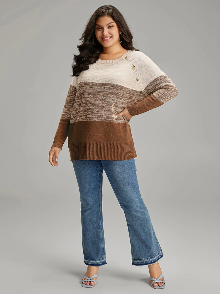 Colorblock Contrast Heather Button Detail Pullover 21 Colorblock Contrast Heather Button Detail Pullover - Image 19