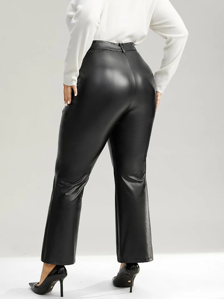 Plain PU Leather Pocket Bootcut Pants 4 Plain PU Leather Pocket Bootcut Pants - Image 2