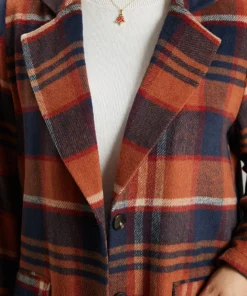 Lapel Collar Plaid Pocket Button Up Coat 17 Lapel Collar Plaid Pocket Button Up Coat -Clothing Shop 724200747 wy