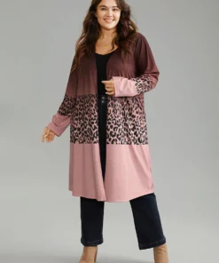 Halloween Leopard Print Contrast Open Front Coat 21 Halloween Leopard Print Contrast Open Front Coat -Clothing Shop 725195479 ij