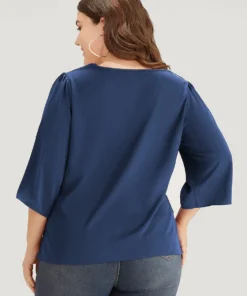 Solid Cowl Neck Tab Sleeve Blouse -Clothing Shop 72527213 or 7cbc652e 2c71 4eb3 a2f5 6162e59ecb83