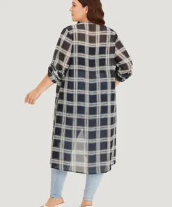 Plaid Pocket Open Front Roll Tab Sleeve Kimono 15 Plaid Pocket Open Front Roll Tab Sleeve Kimono -Clothing Shop 725570099 pt 3b4b9330 19c9 483b 8c6c c5df6f1d6ed1