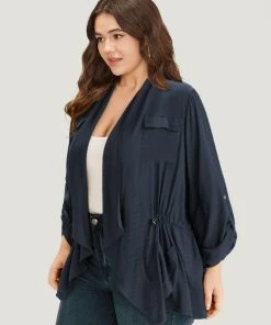 Supersoft Essentials Plain Pocket Asymmetrical Drawstring Coat -Clothing Shop 72606967 in 869fe71d a862 434e 8709 d744f621471d
