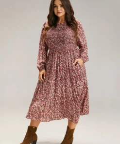 Ditsy Floral Shirred Pocket Pleated Frill Trim Dress -Clothing Shop 726583293 mp 139cdb75 2753 4f37 b843 a6690c188dbd