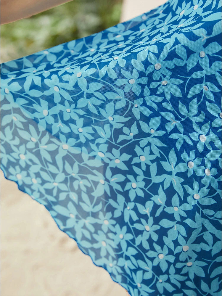 Floral Print Contrast Trim Ruffle Tiered Swim Dress 12 Floral Print Contrast Trim Ruffle Tiered Swim Dress - Image 10