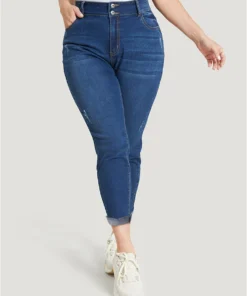 Very Stretchy High Rise Distressed Detail Raw Hem Jeans -Clothing Shop 727462351 fv f3fd595e 3f4d 4676 b453 5956a1dcb3e4
