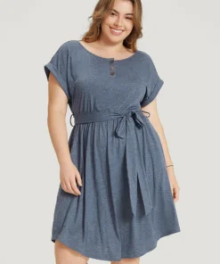 Supersoft Essentials Button Down Belted Cuffed Sleeve Dress