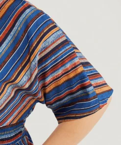 Striped Contrast Shirred Wrap High Low Hem Pocket Blouse -Clothing Shop 727559247 ac 40c0c69d 521e 4863 b0a2 e9ea283c8cbb