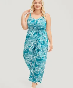 Plant Print Button Through Pocket Belt Cami Jumpsuit -Clothing Shop 729253607 tn c70c7555 b669 46f1 a0f2 f7218e7fdf3c