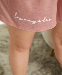 Letter Print Elastic Waist Sleep Shorts -Clothing Shop 729464317 tl