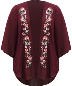 Floral Embroidered Mesh High Low Hem Kimono 17 Floral Embroidered Mesh High Low Hem Kimono -Clothing Shop 730201320 ke