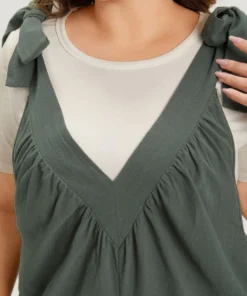 Plain Bowknot Gathered Pocket Overall Jumpsuit 14 Plain Bowknot Gathered Pocket Overall Jumpsuit -Clothing Shop 730202976 ta